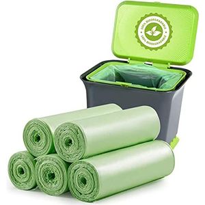Biologisch afbreekbare vuilniszakken, 100 stuks, 20 l, kleine, recyclebare afvalzakken, dikke, biologisch afbreekbare vuilniszak, composteerbare vuilniszakken voor huishouden/tuin//vuilniszakken voor de keuken, kantoor, thuis, huisdier