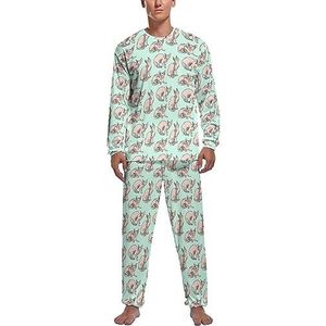Sphynx Katten zachte heren pyjama set comfortabele lange mouwen loungewear top en broek geschenken S