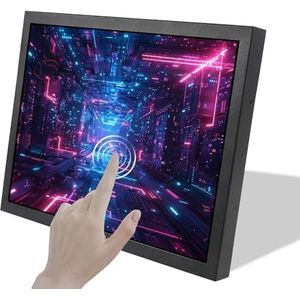 VSDISPLAY Industriële IPS-lcd-monitor, 15 inch, 1024 x 768, 1000 nits, resistieve touch-sensor, H/D VGA DVI-videopoort, bevestigingsgaten 75 mm/100 mm