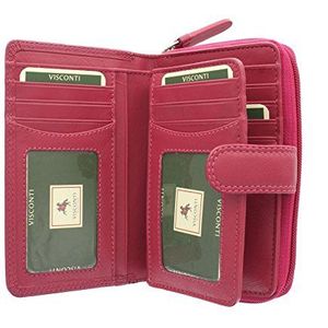 Visconti, Heritage collectie Madame, lederen portemonnee met sluiting met RFID-bescherming HT33, fuchsia, Eén maat, Modern