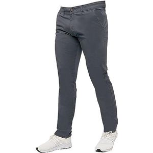 989Zé ENZO Heren Stretch Chino Slim Fit Been Jeans Broek van Raw Denim, Grijs, 42W / 32L
