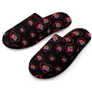 I Love Eritrea Rood Hart Pantoffels voor dames, met volledige print, warme antislip rubberen zool voor binnenhotel 36-37_(5.5-6)