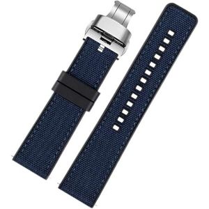 EDVENA Nylon Canvas Rubber Horlogeband Heren Siliconen Bodem Waterdichte Vlindergesp Polsband Armband Accessoires 20mm 22mm 24mm (Color : Blue 03, Size : 20mm)