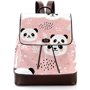 Panda blad roze gepersonaliseerde schooltassen boekentassen voor tiener, Meerkleurig, 27x12.3x32cm, Rugzak Rugzakken