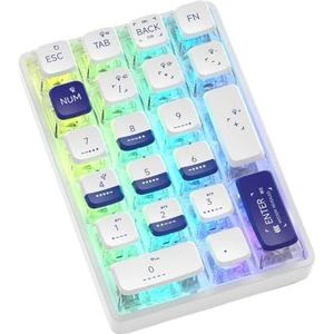 QPSJXN Bluetooth mechanische nummerpad, 21 toetsen, transparant toetsenbord voor Photoshop, gaming en boekhouding, blauw en wit
