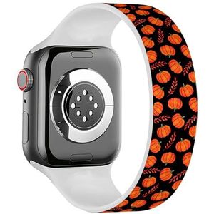 Solo Loop band compatibel met alle series Apple Watch 38/40/41mm (aquarel oranje pompoenen) rekbare siliconen band band accessoire, Siliconen, Geen edelsteen
