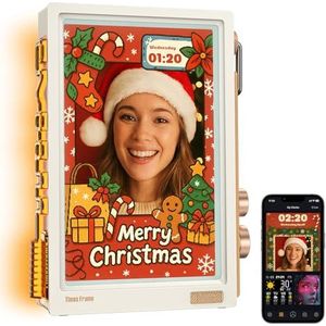 Divoom Times Frame Transparante digitale fotolijst (10,1 inch) met wifi en 64 GB, IPS-display met zwevend effect en RGB-draaiknop, 400+ wijzerplaten, widgets en pixel-art community (wit)