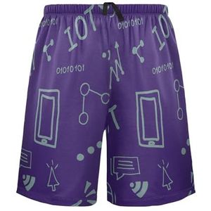 LI ZHI XIN Herenpyjamabroek, korte pyjamabroek, zomer casual shorts, elastische tailleband met trekkoord, rechte losse pasvorm met 2 zakken, S-XXL geometrische abstracte patronen, Meerkleurig, S