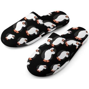 Pinguin Grappige Volledige Print Heren Slippers Warme Anti-Slip Rubber Zool Huis Schoenen Voor Indoor Hotel