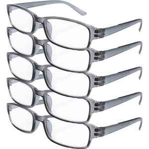 4sold - Slim The Reading Glasses Company - Leesbril - Grijs - Set van 5 met Tas en Etui