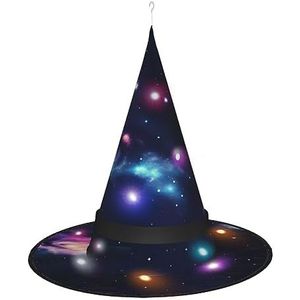 SSIMOO Universe Galaxy Space Heksenhoed voor dames, met ledverlichting, ideaal voor feestjes en rollenspellen