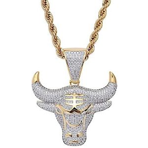 Mode Mannen Hiphop Volledige Strass Bull Head Hanger Ketting Fonkelende Ice Out Gouden Ketting Party Gift!