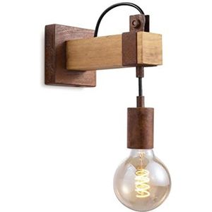 Home Sweet Home Vintage Wandlamp Denton | 10/20/23cm | Roest | Muurlamp gemaakt van hout | geschikt voor E27 LED lichtbron | wandlamp geschikt voor woonkamer, slaapkamer