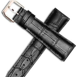 INSTR Lederen Horloge Armband Voor IWC PILOT WATCHES PORTOFINO PORTUGIESER Mannen Band Horloge Band Accessorie (Color : Black-RoseGoldClasp1, Size : 20mm)
