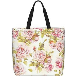 Kleurrijke Bloem Print Tote Bag Voor Vrouwen, Casual Rits Tote Mode Schouder Handtas Hobo Tas Met Zakken, Mooie bloemen, Eén maat