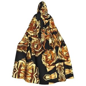 SSIMOO Gouden roos patroon unisex mantel-boeiende vampier cape voor Halloween - een must-have feestkleding voor mannen en vrouwen