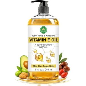 SAHAK Natuurlijke vitamine E-olie, 100% zuiver, koudgeperst, 60.000 IE, hexaanvrij en GGO-vrij, vitamine E-olie voor