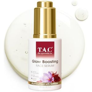 TAC - The Ayurveda Co. Kumkumadi Glow Booster Face Serum met Saffron – Glowing Skin, Acne-Prone, Dry, Oily Skin Solution – Firming Formula voor mannen en vrouwen, 30 ml