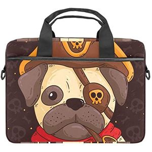 Bloem Laptop Schouder Messenger Bag Crossbody Aktetas Messenger Sleeve voor 13 13.3 14.5 Inch Laptop Tablet Beschermen Tote Bag Case, Piraat Hond Puppy, 11x14.5x1.2in /28x36.8x3 cm