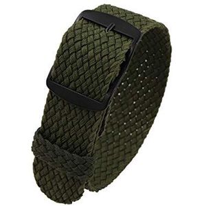 De kijkbands van mannen 18mm/20mm/22mm Nylon Man Horlogeband Vervanging Vintage Polshorloge Band Strap met Zwart/zilver Geborsteld Gesp (Color : Dark Green B_22mm)