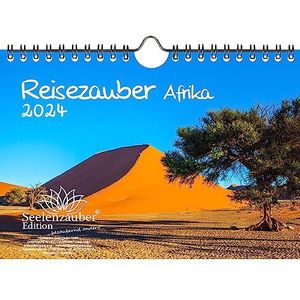 Afrikazauber DIN A5 wandkalender voor 2024 Afrika landschap en dieren - cadeauset inhoud: 1x kalender, 1x kerst- en 1x wenskaart (in totaal 3 delen)