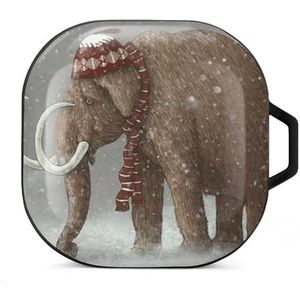 Winter olifant met hoed oordopjes hoesje compatibel met Samsung hard shell beschermhoes zwart-stijl