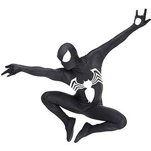 Jongens Spider-Man Kostuum Venom Jumpsuit Superhero Symbiote Cosplay Bodysuit Fancy Dress Party Masquerade Onesies Volwassenen 3D Lycra Spandex Zentai,Black-Men/XXXL 180~185cm