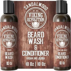 Viking Revolution - Beard Shampoo And Conditioner - Natural Beard Wash & Beard Conditioner With Argan & Jojoba Oils - Softens & Strengthens - Gifts For Men - Sandalwood - 2 x 300 ml
