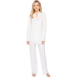 HANRO Damespyjama 1/1 mouw Cotton Deluxe (0101 white), maat M, wit (white 0101), M