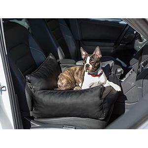 PillowPrim Hondenautostoel hondendeken auto voorstoel/achterbank transportbox kat hondenmand hondenharnas hondenbed hondenmand (zwart Skaj) meerkleurig