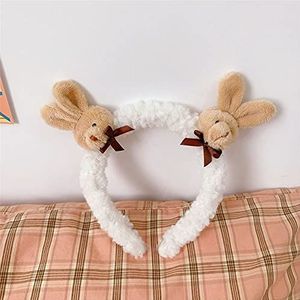 Fashion elastische lamswol cartoon haarbanden konijntje pluche haarband beer elastieken haarbanden (2)