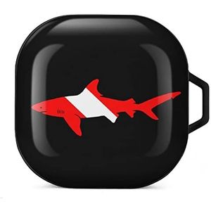 Shark Diver Scuba Earbuds Case Compatibel met Samsung Hard Shell Beschermhoes Zwart-Stijl