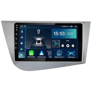 Android 14.0 2 Din Autoradio 9"" Touchscreen Auto Stereo voor Seat Leon 2005-2012 met Draadloze Carplay Android Auto GPS navigatie AHD Omgekeerd beeld Stuurwielbediening(B,S-6(8G+128G))