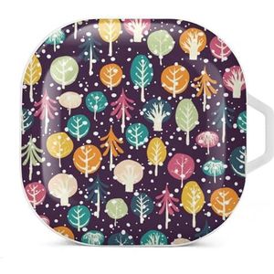 Winter Warm Tree Oordopjes Hoesje Compatibel met Samsung Hard Shell Beschermhoes Wit-Stijl