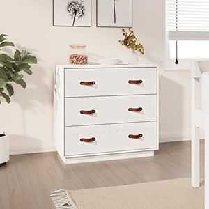 LAPOOH Wit dressoir, 80 x 40 x 75 cm, van massief grenenhout, dressoir voor woonkamer, modern dressoir, ruimtebesparend, voor keuken/woonkamer (SPU:820108)