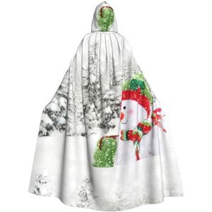 Carnaval cape met capuchon voor dames en heren, volledige lengte, cosplay-kostuum, mantel, 185 cm, vrolijk kerstfeest met vrolijke sneeuwpop