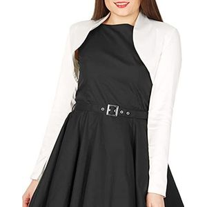 BlackButterfly Formeel Satijn Lang Mouw Bolero Shrug (Ivoor, L)