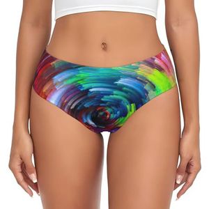 yagDAA Kleurrijke Regenboog Spiraal Print Vrouwen Ondergoed Zachte Elastische Bikini Slips Knickers Dames Hipster Slipje Onderbroek, Zwart, XS