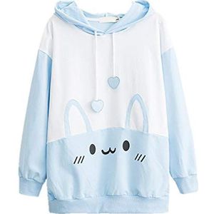 Bunny Hoodie Kawaii Print Losse Casual Pullover Hoodie Tops