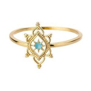 Zeshoek Star Ring Blauwe Lotus Bloem Ringen Voor Vrouwen Goud Kleur Roestvrij Staal Opaal Natuursteen Ring Sieraden Gift-GOUD