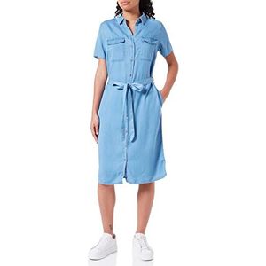 Vila Dames Vibista S/S Shirt Dress/Su-Noos Cargojurk, blauw (medium blue denim), 38