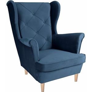 SEELLOO Fauteuil voor woonkamer, fluweel, kleurrijk, loungestoel, televisiestoel, relaxstoel, woonkamerstoel, bankstoel, armstoel, blauw, 95 x 81 x 102 cm