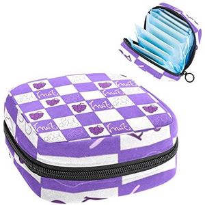 Kleine make-uptas,draagbare make-uptas,druiven paarse plaid,Travel Makeup Case Organizer for Women with Zipper
