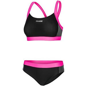 Aqua Speed Ladies Bikini Set | Two Piece Swimsuit | Swimwear Sport | Two Piece Swimsuit | Swimmini for Girls Women | Water Gym | Simwear Surfing | Black-Grey-Pink Gr. 38 | Naomi