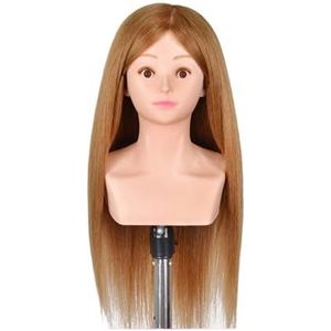 Trainingshoofd Mannequin met Schouder 24'' 80% Echt Haar Kapsels Kapper Oefenhoofd Vlechthoofd(70Real Hair Gold)
