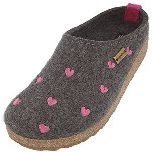 Haflinger dames pantoffels Grizzly Cuoricino 741031, grootte:38, kleur:Grijs