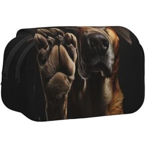 JEJEA Hond Dier Pet Poot Print Pen Etui Potlood Case Houder voor Potloden Make-up Multifunctionele Organizer Doos voor Adluts, Zwart, Eén maat, Toilettas