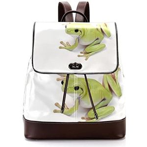 Gepersonaliseerde casual dagrugzak tas voor tiener groene kikker achtergrond schooltassen boekentassen, Meerkleurig, 27x12.3x32cm, Rugzak Rugzakken