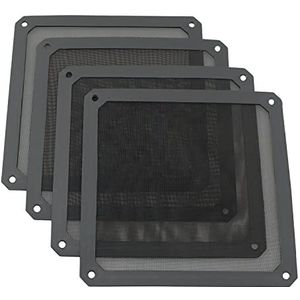 ZYAMY 4 stuks 140 mm PC ventilator stoffilter magnetisch frame computer ventilator grills stof gaas PC koeler filter scherm stofdichte behuizing covers 14 cm x 14 cm, zwart
