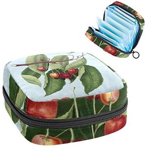 Maandverband Opbergtas,Draagbare maandverband Opbergzak,Cherry Tree Branch, Meerkleurig, 4.7x6.6x6.6 in/12x17x17 cm